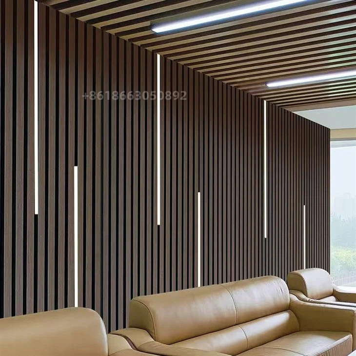 China MDF Natural Oak Charcoal Acoustic Slat Wall Panels